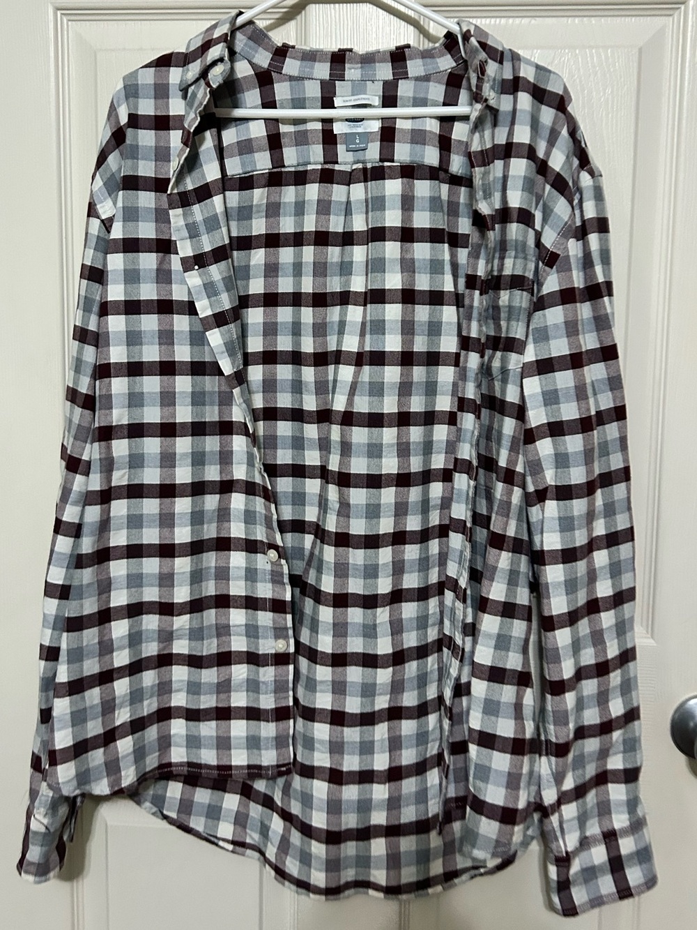Old Navy Men's Plaid Button-Down Shirt - Burgundy & White